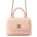 Chanel Handbag Quilted Coco Handle Mini Caviar Leather 2-Way Chain