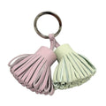 Hermes Carmen Unodos Key Holder Key Ring Fringe Charm Leather Mauve Pale Vert