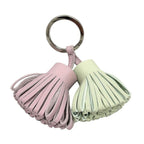 Hermes Carmen Unodos Key Holder Key Ring Fringe Charm Leather Mauve Pale Vert