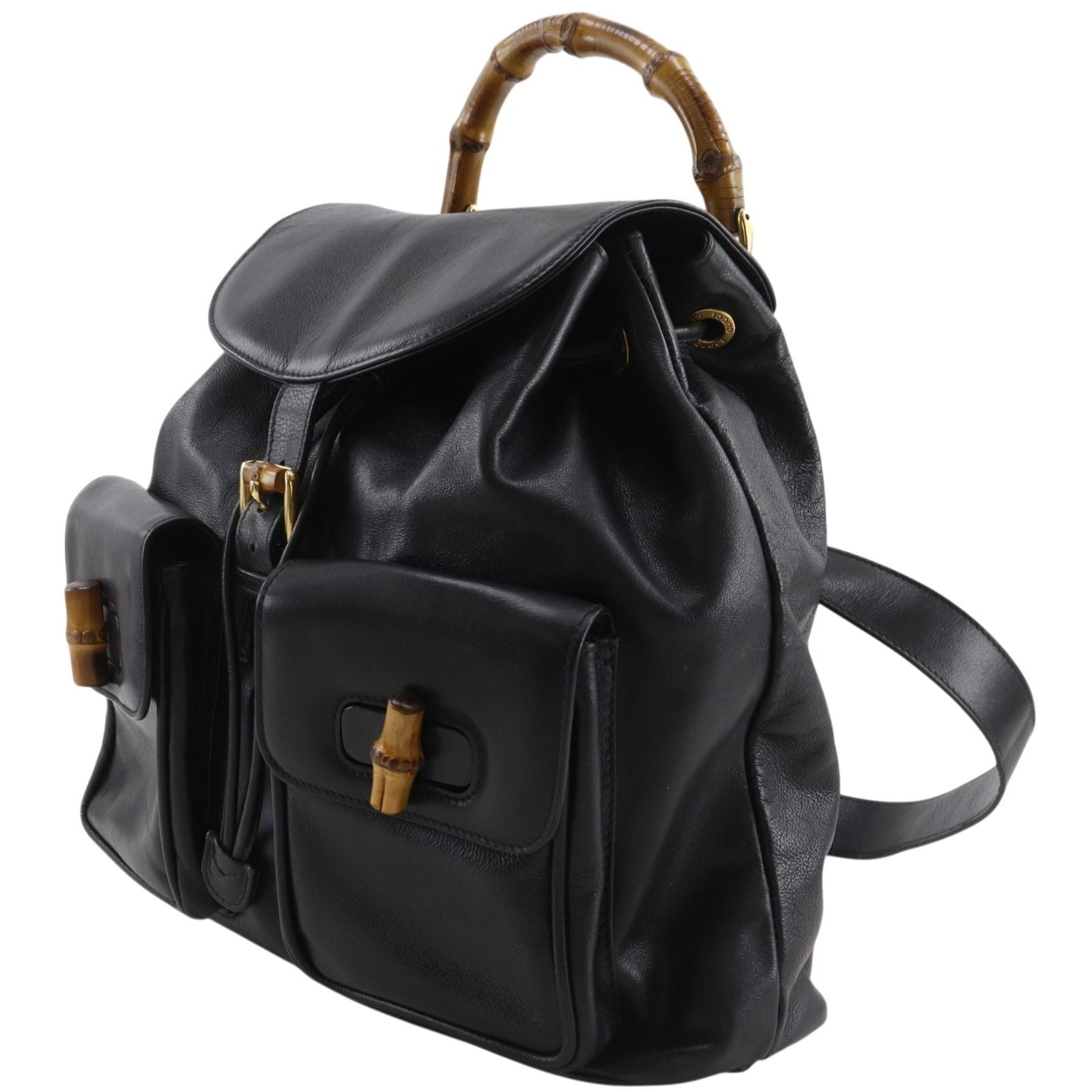 Gucci Bamboo Vintage Calf Black Backpack — view 2