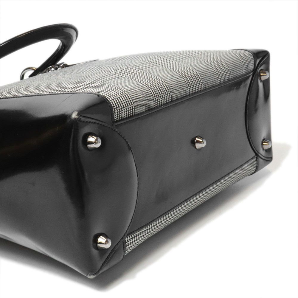 Dior Lady Dior Canvas Patent Handbag Black Gray — view 6