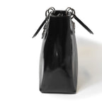 Dior Lady Dior Canvas Patent Handbag Black Gray — view 3