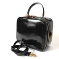 Gucci Bamboo Shoulder Bag Vanity 2-Way Enamel Patent Leather Black Vintage