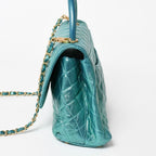 Chanel Coco Handle 29 2-Way Bag CC Logo Caviar Leather Metallic Green Gold — view 4