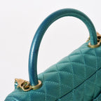 Chanel Coco Handle 29 2-Way Bag CC Logo Caviar Leather Metallic Green Gold — view 5