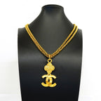 Chanel Necklace Vintage CC Logo Gold Plated — view 6