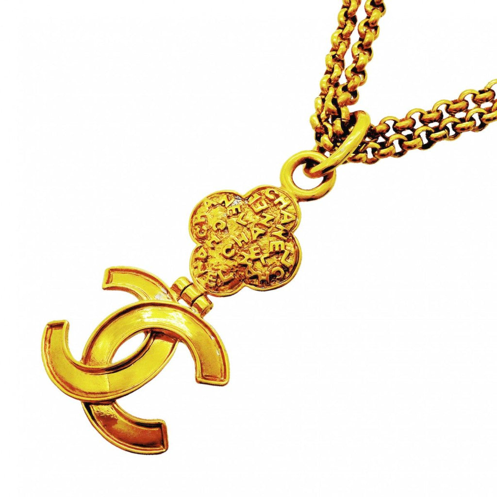 Chanel Necklace Vintage CC Logo Gold Plated