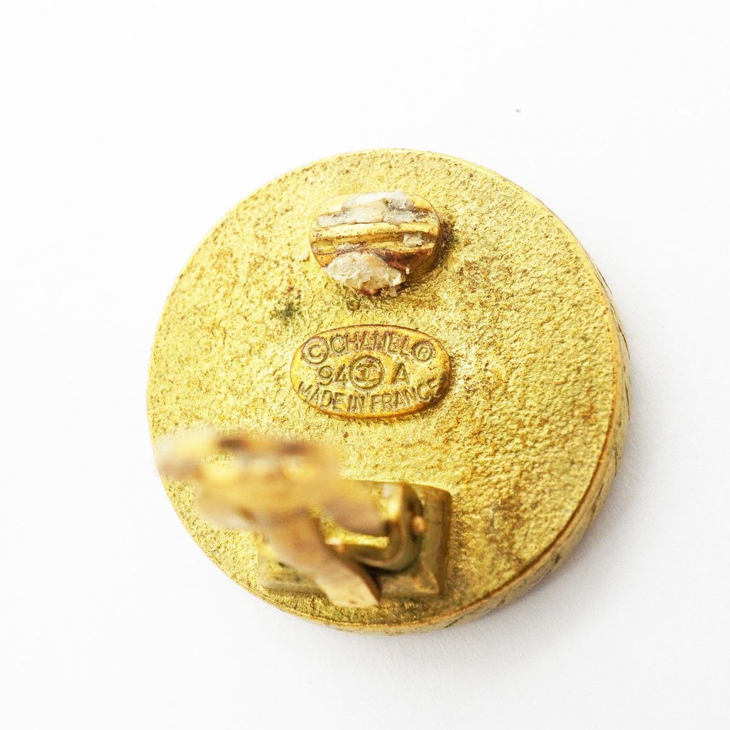 Chanel Earrings Vintage CC Logo Gold Plated Blackcles — view 4