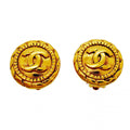Chanel Earrings Vintage CC Logo Gold Plated