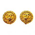 Chanel Earrings Vintage CC Logo Gold Plated