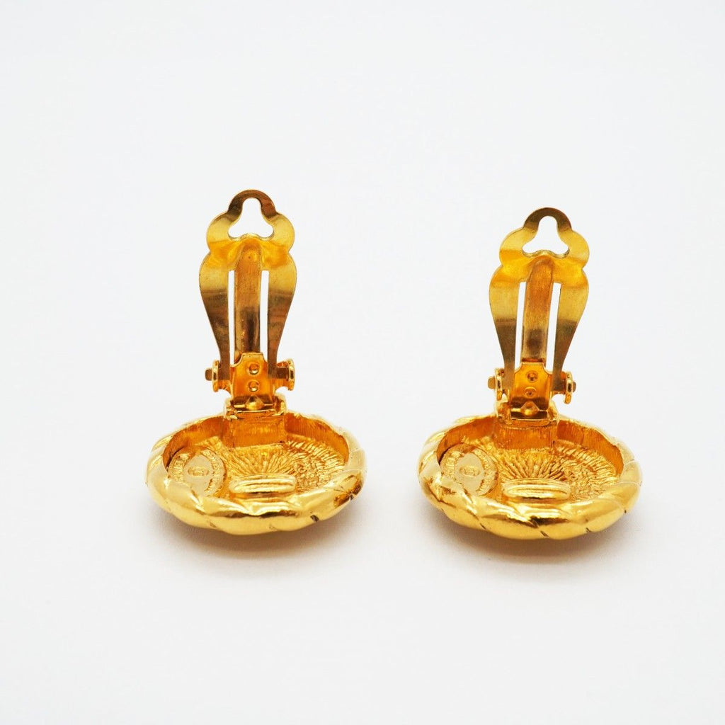 Chanel Earrings Vintage CC Logo Gold Plated — view 6