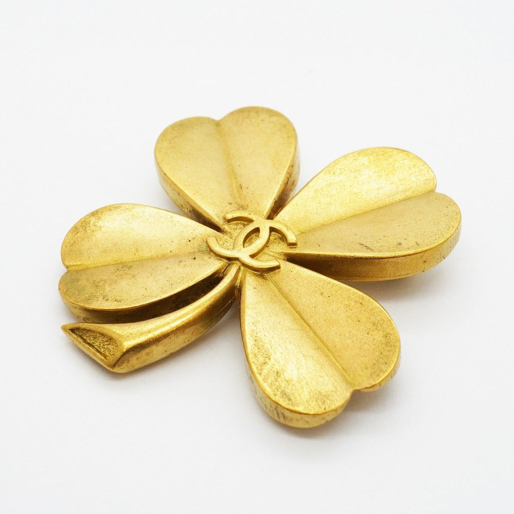 Chanel Vintage CC Logo Gold Plated Brooch — view 2