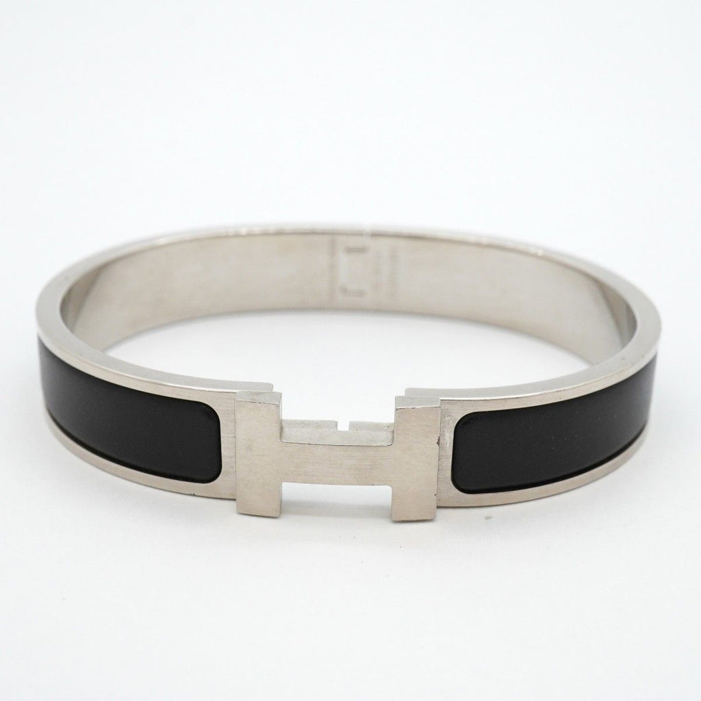 Hermes Bangle Clic Clac PM Metal Silver Black Bracelet — view 4