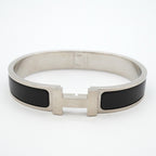 Hermes Bangle Clic Clac PM Metal Silver Black Bracelet — view 4