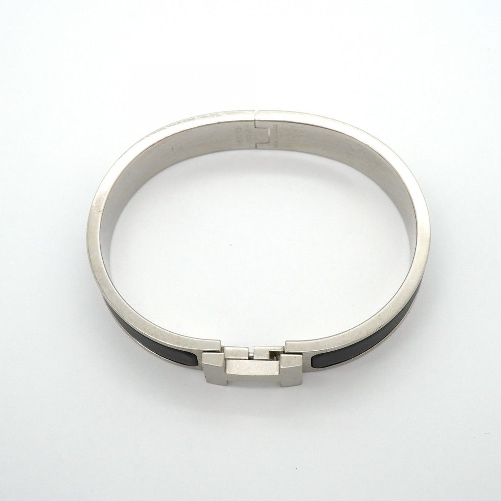 Hermes Bangle Clic Clac PM Metal Silver Black Bracelet — view 3