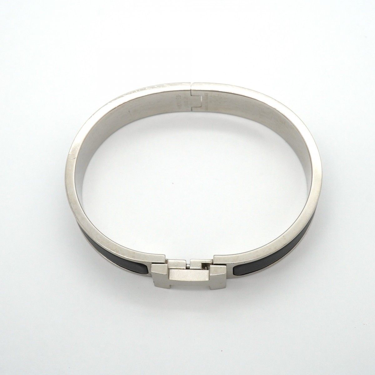 Hermes Bangle Clic Clac PM Metal Silver Black Bracelet — view 3