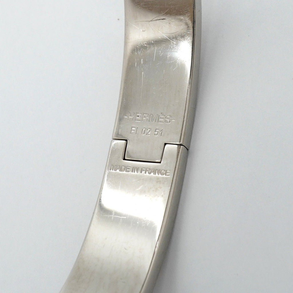Hermes Bangle Clic Clac PM Metal Silver Black Bracelet — view 5