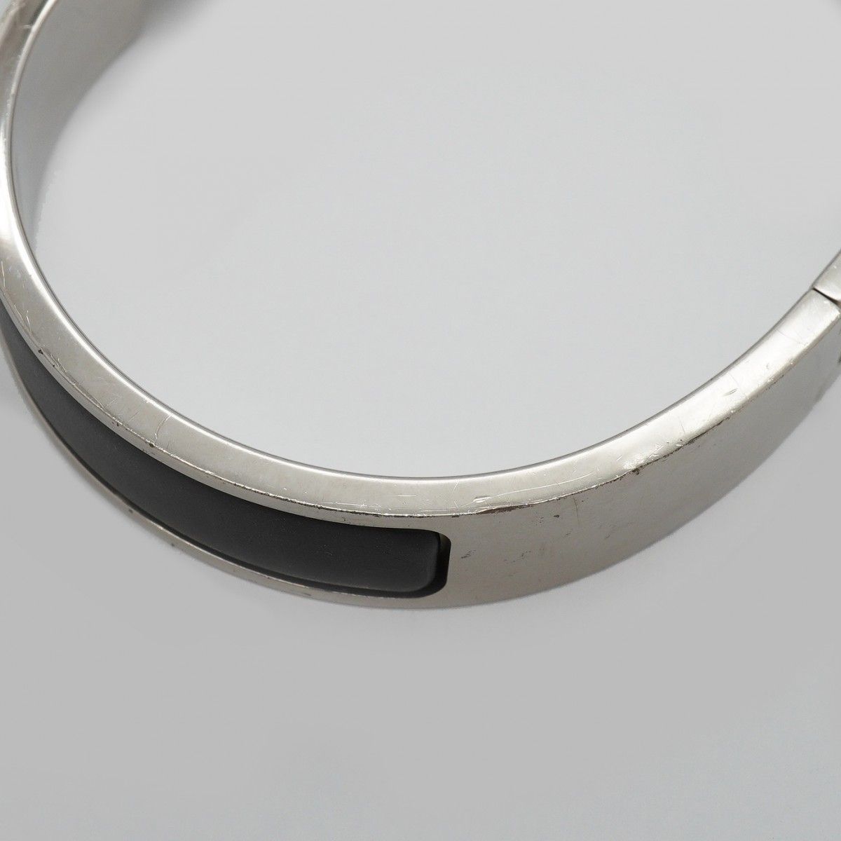 Hermes Bangle Clic Clac PM Metal Silver Black Bracelet — view 8