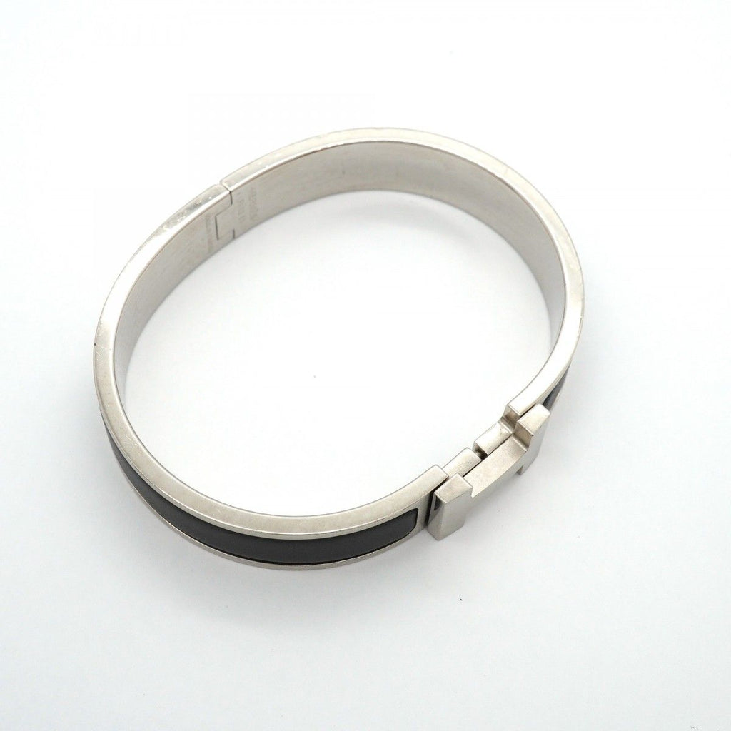 Hermes Bangle Clic Clac PM Metal Silver Black Bracelet — view 2