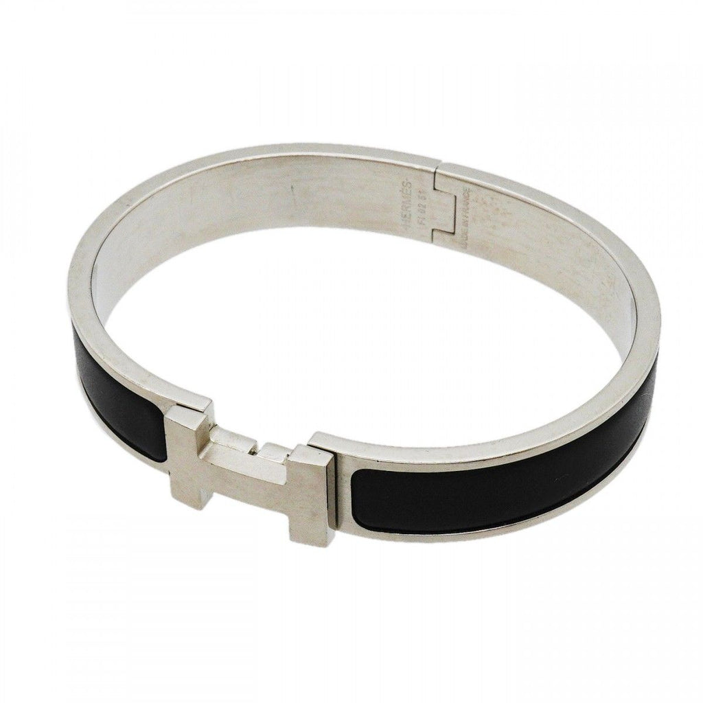 Hermes Bangle Clic Clac PM Metal Silver Black Bracelet