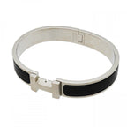 Hermes Bangle Clic Clac PM Metal Silver Black Bracelet
