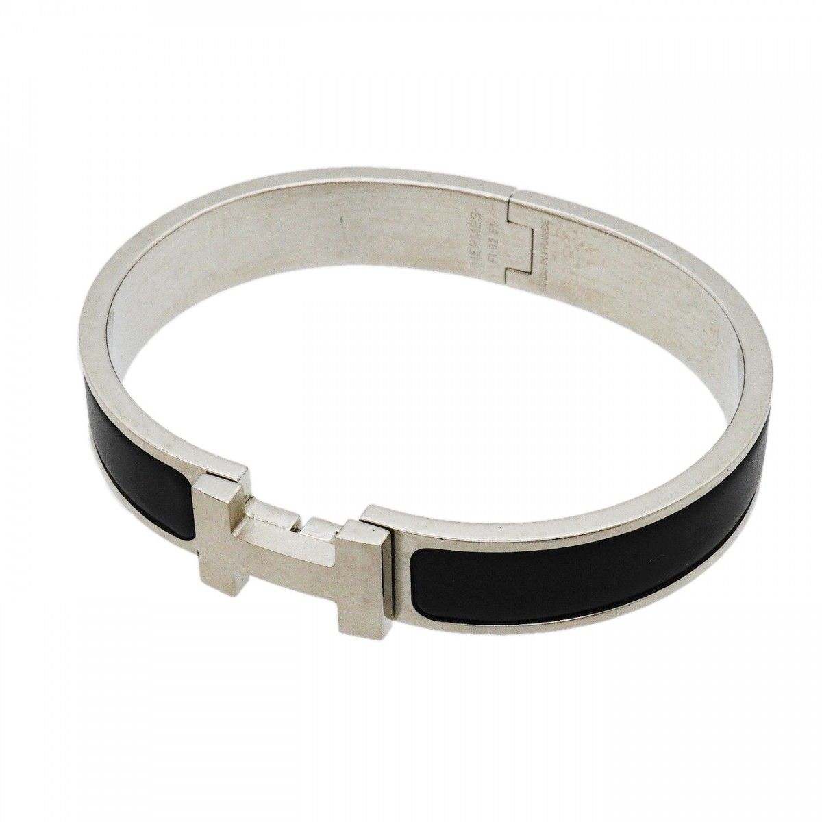 Hermes Bangle Clic Clac PM Metal Silver Black Bracelet