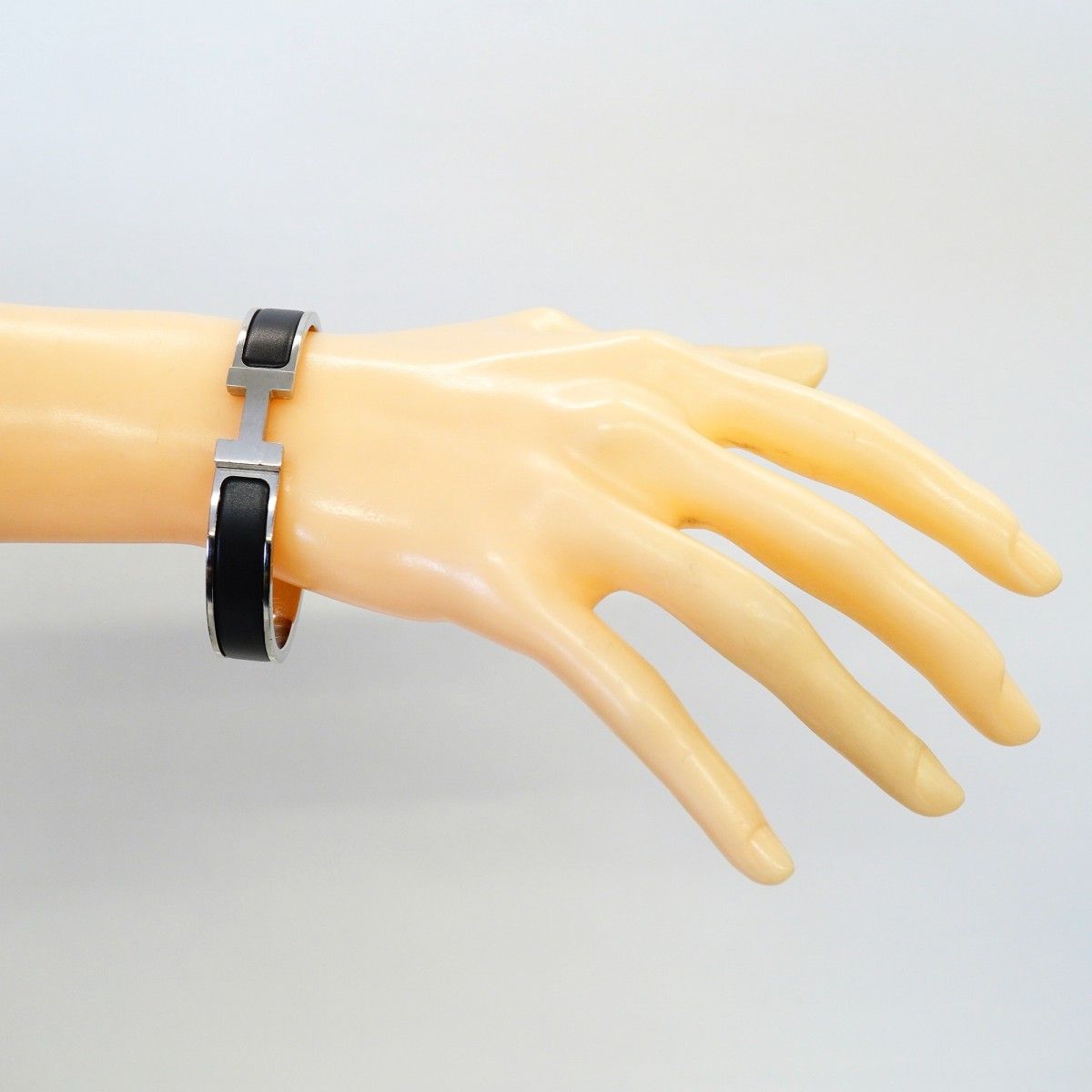Hermes Bangle Clic Clac PM Metal Silver Black Bracelet — view 6