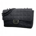 Chanel Shoulder Bag Nylon Black Silver