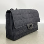 Chanel Shoulder Bag Nylon Black Silver — view 2