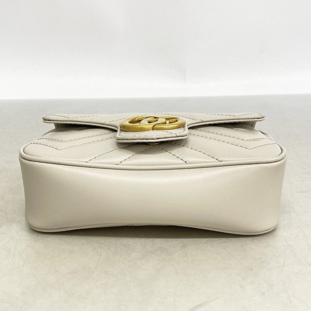 Gucci Shoulder Bag GG Marmont Leather Gray Gold — view 3