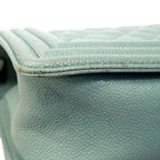 Chanel Shoulder Bag Boy Caviar Leather Blue Silver — view 7
