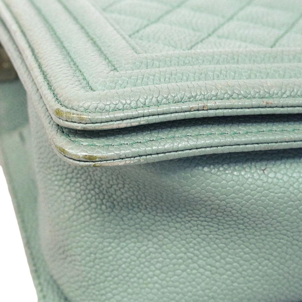 Chanel Shoulder Bag Boy Caviar Leather Blue Silver — view 6