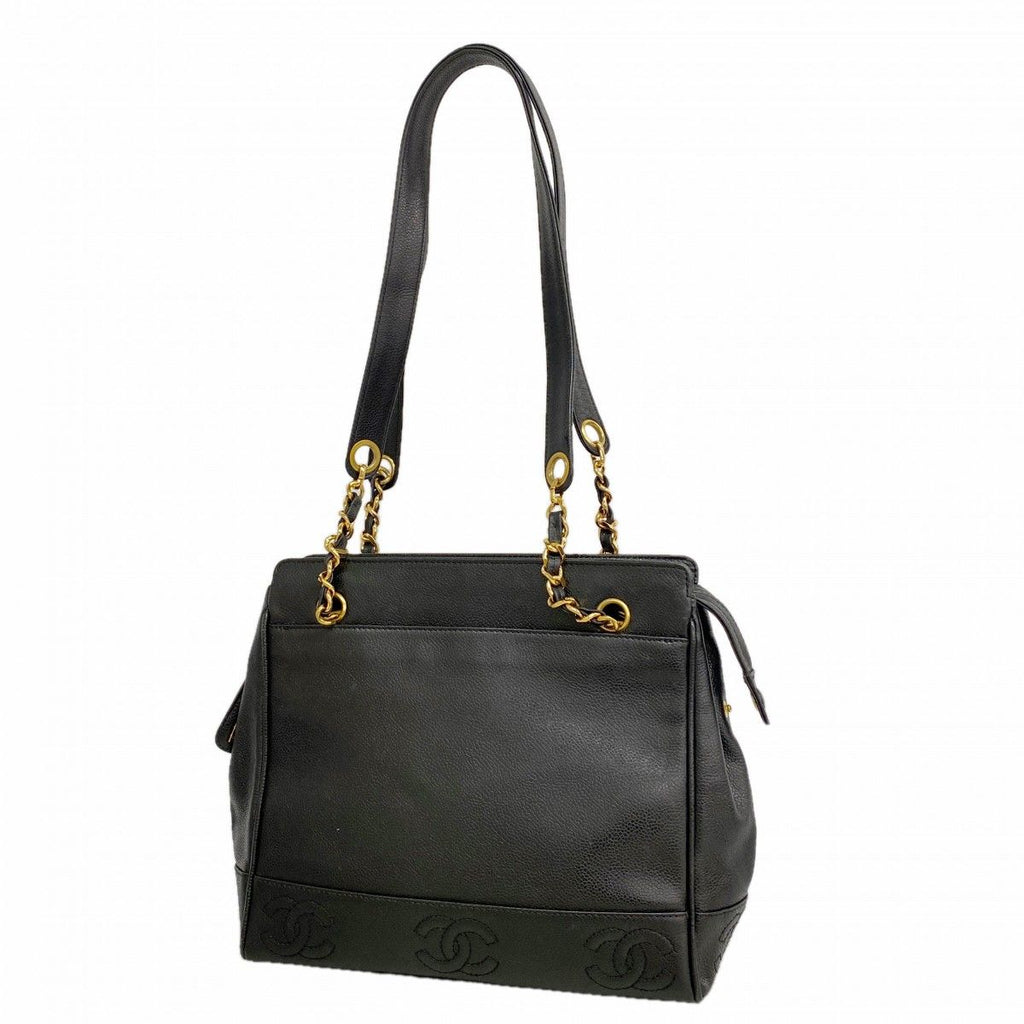 Chanel Shoulder Bag Triple Coco Caviar Leather Black Gold