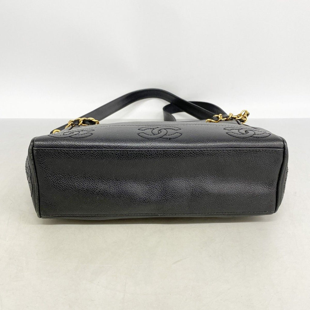Chanel Shoulder Bag Triple Coco Caviar Leather Black Gold — view 3