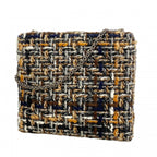 Chanel Shoulder Bag Tweed Black Brown Silver