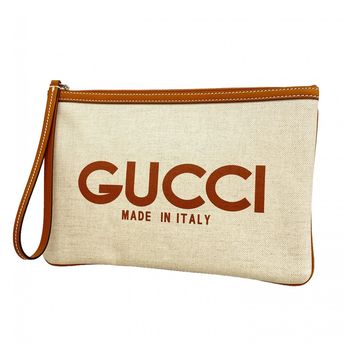 Gucci Clutch Canvas Ivory Silver