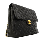 Chanel Shoulder Bag Quilted Lambskin Black Gold — view 2