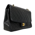 Chanel Shoulder Bag Quilted Lambskin Black Gold — view 2