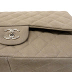 Chanel Shoulder Bag Maxi Quilted Caviar Leather Gray Silver — view 8