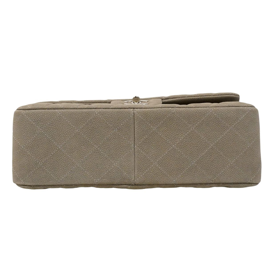 Chanel Shoulder Bag Maxi Quilted Caviar Leather Gray Silver — view 3
