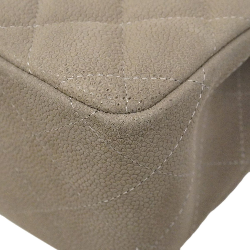 Chanel Shoulder Bag Maxi Quilted Caviar Leather Gray Silver — view 6