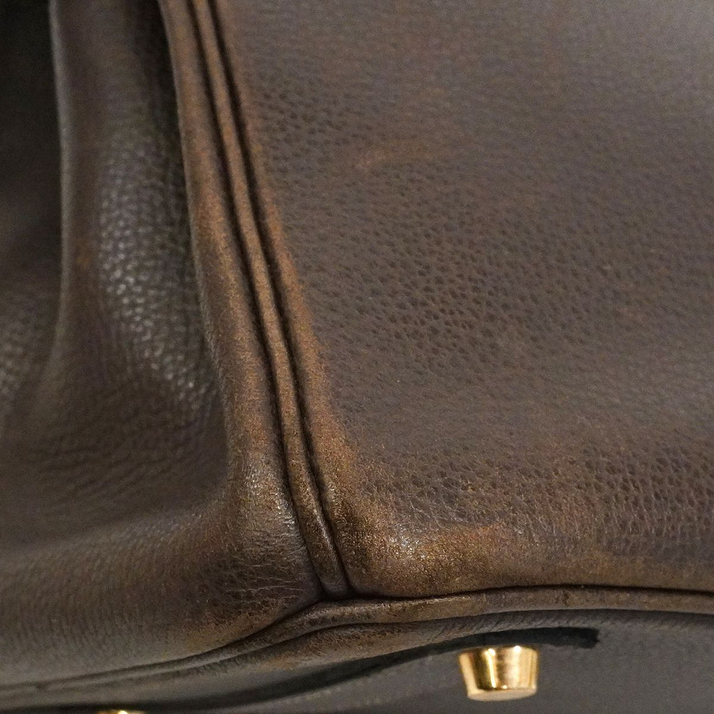 Hermes Handbag Birkin 35 Ardennes Ebene Gold — view 6