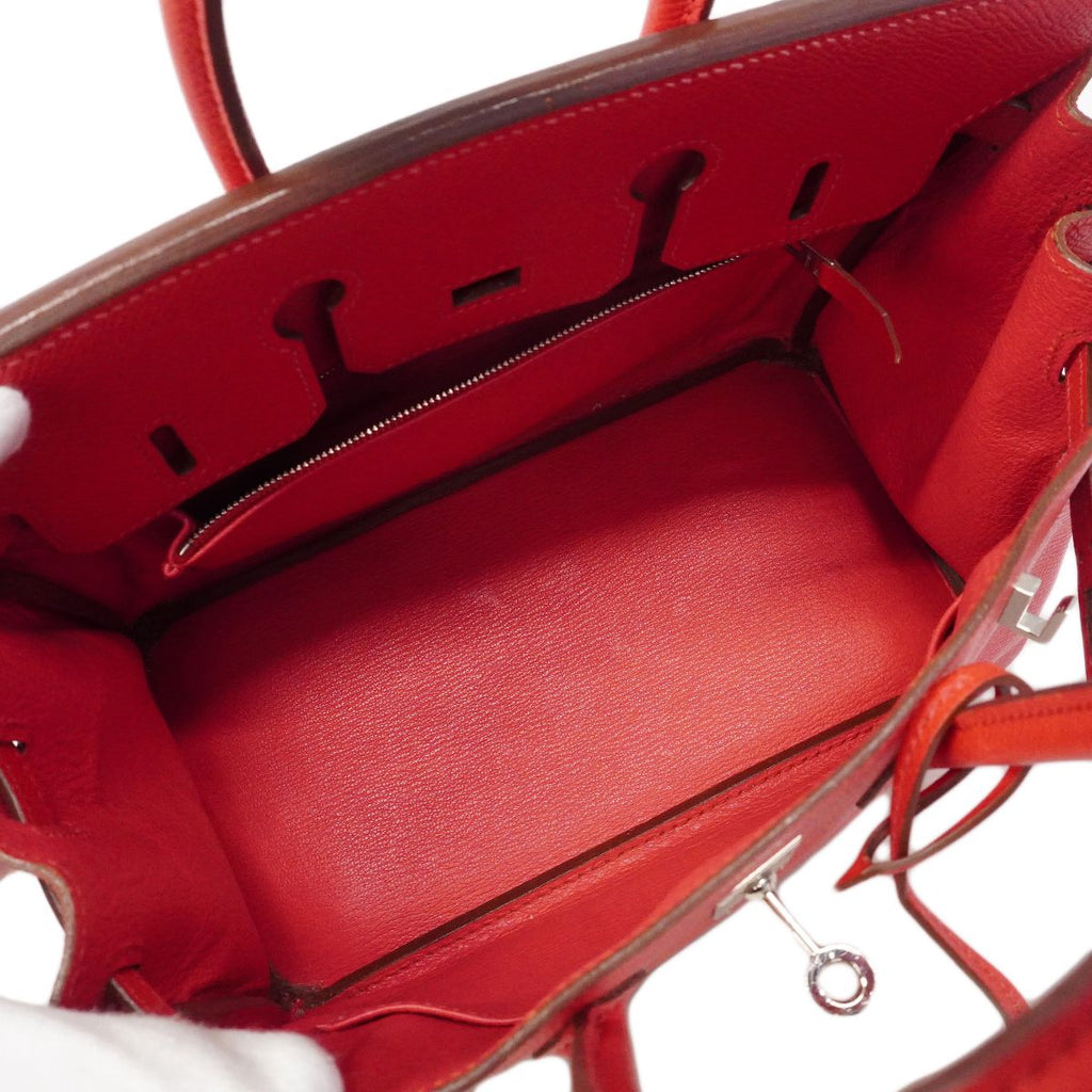 Hermes Handbag Birkin Veau Epsom Rouge Vif Silver — view 4