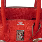 Hermes Handbag Birkin Veau Epsom Rouge Vif Silver — view 5