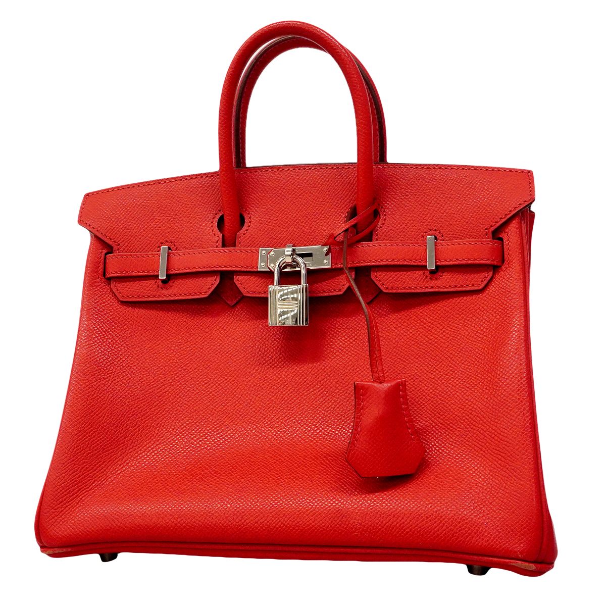 Hermes Handbag Birkin Veau Epsom Rouge Vif Silver