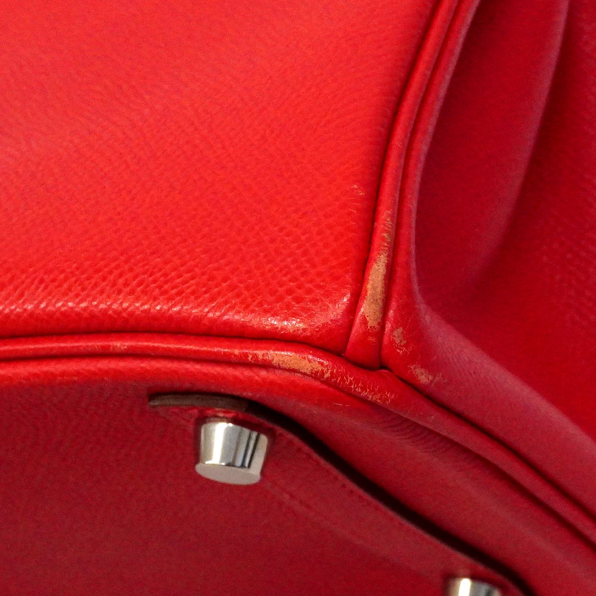Hermes Handbag Birkin Veau Epsom Rouge Vif Silver — view 6