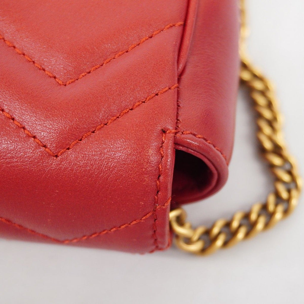 Gucci Shoulder Bag GG Marmont Leather Red Gold — view 7