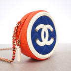 Chanel Shoulder Bag CC Caviar Leather Blue Red Chien Panning Gold — view 2