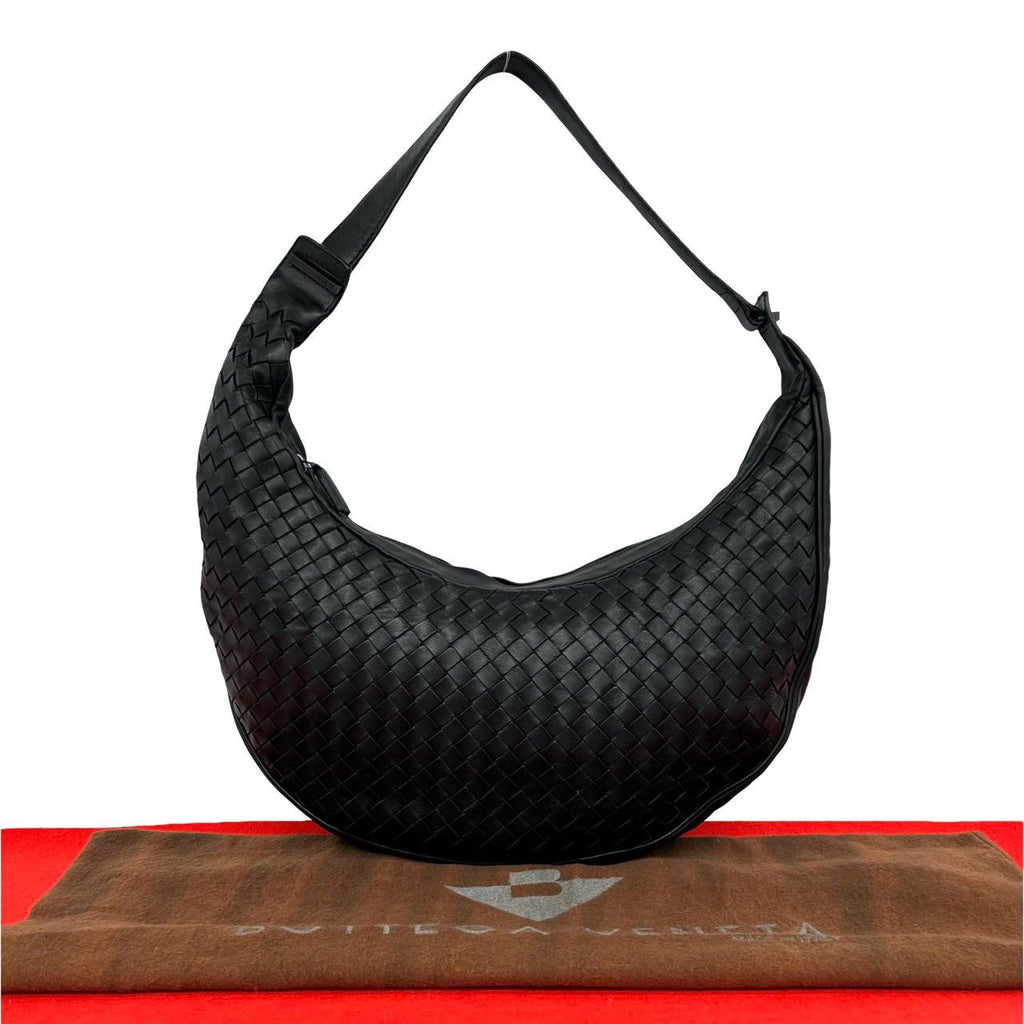 Bottega Veneta Intretchart Leather Shoulder Bag Tote Black