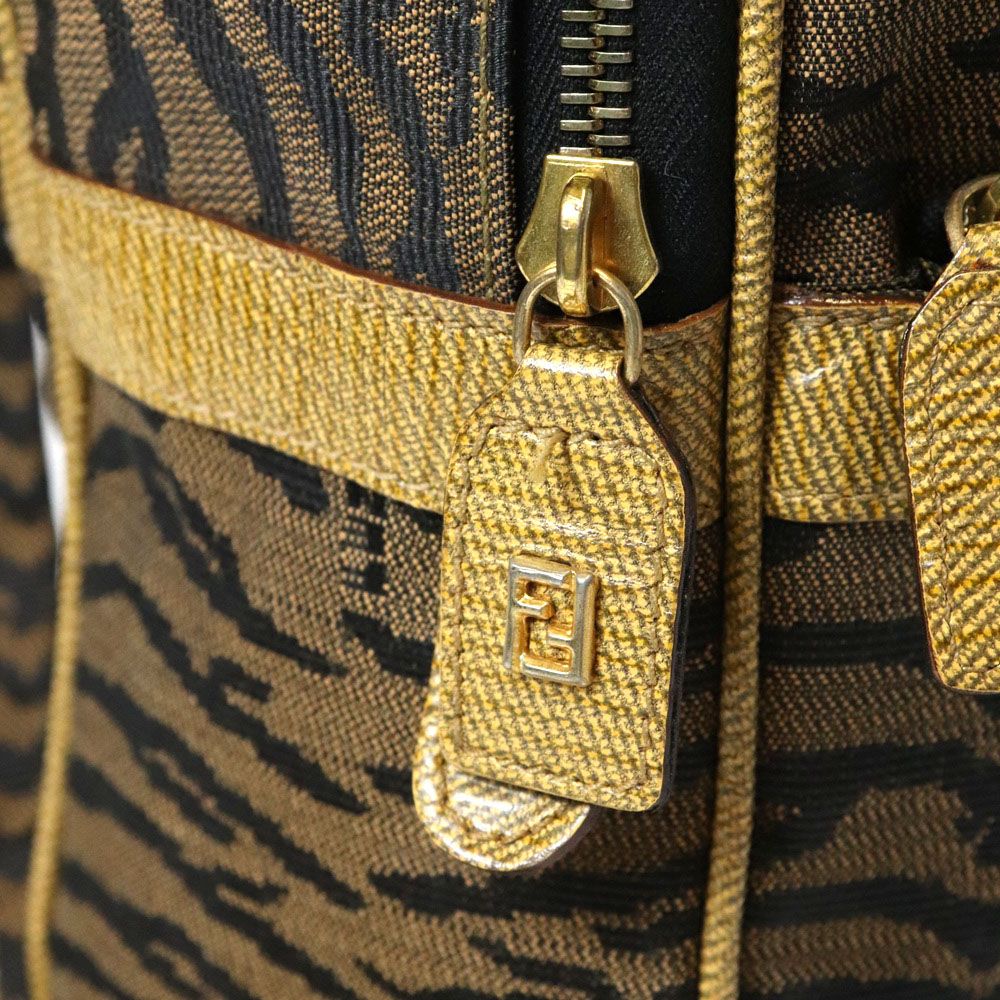 Fendi Backpack Zebra Tiger Canvas Leather Vintage — view 6